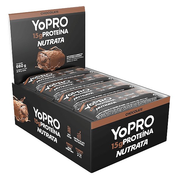 Barra De Proteina Yopro 55g Display Com 12un Nutrata - Chocolate