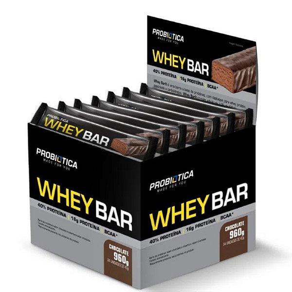 Whey Bar 40g Display Com 24Un Probiotica - Chocolate