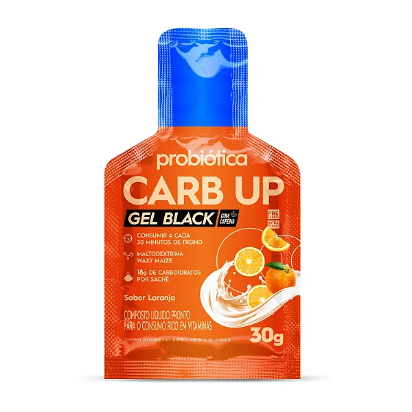 Carb Up Gel Black Sachê 30g Probiótica - Laranja