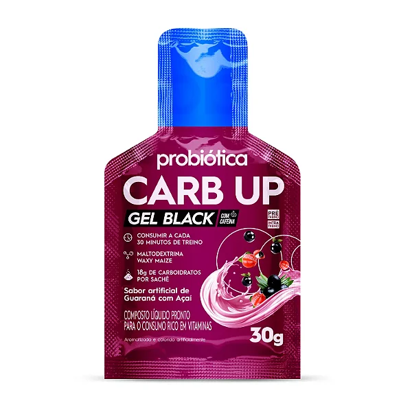 Carb Up Gel Black Sachê 30g Probiótica - Guaraná Com Açaí