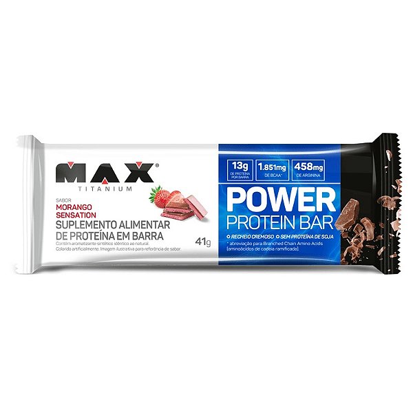 Power Protein Bar 41g Morango Sensation Max Titanium