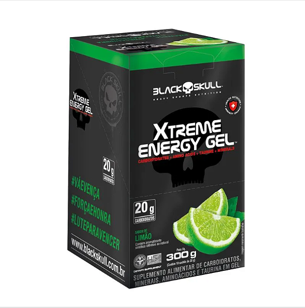 Xtreme Energy Gel 30g Display Com 10un Black Skull - Limão