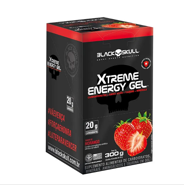 Xtreme Energy Gel 30g Display Com 10un Black Skull - Morango