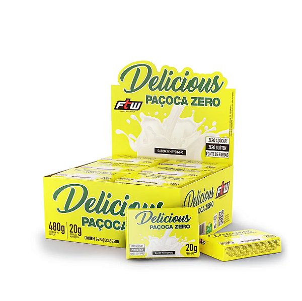 Delicious Paçoca Zero Wheyzinho 20Gr Cx 24 Unidades - Ftw