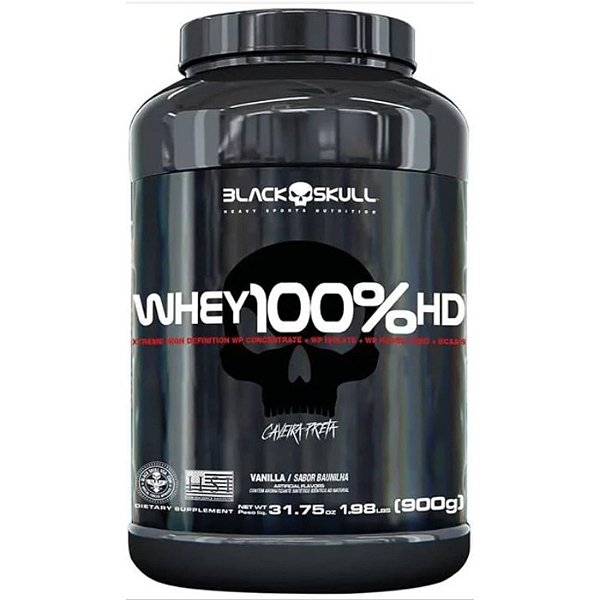 Whey 100% HD Pote 900g Black Skull - BAUNILHA