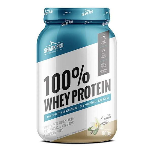Foto de 100% Whey Protein Pote 900g Shark Pro - Baunilha
