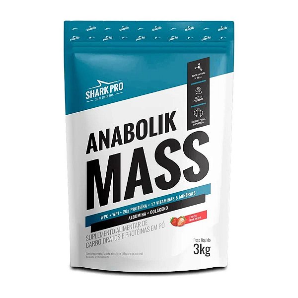 Hipercalórico Anabolik Mass Refil 3kg Shark Pro - Morango