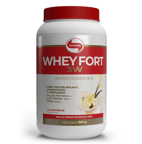 Whey Fort 3W 900g Vitafor - Baunilha