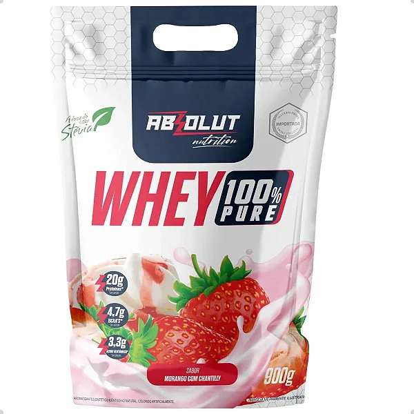 Whey Concentrado Refil 900g Absolut Nutrition - Morango