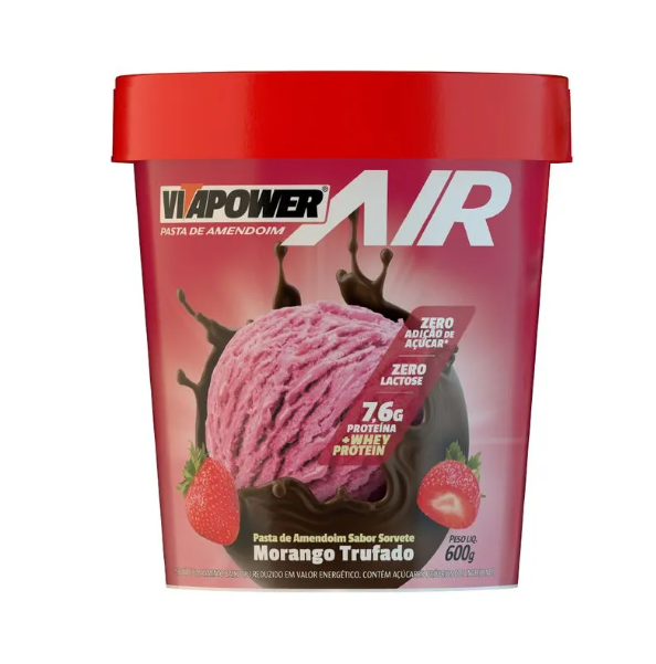 Pasta VitaPower Air Pote 600g Vitafor - Sorvete Morango Trufado