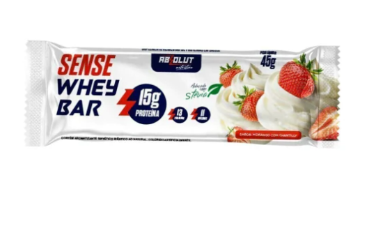Sense Whey Bar 45g Morango Com Chantilly Absolut Nutrition