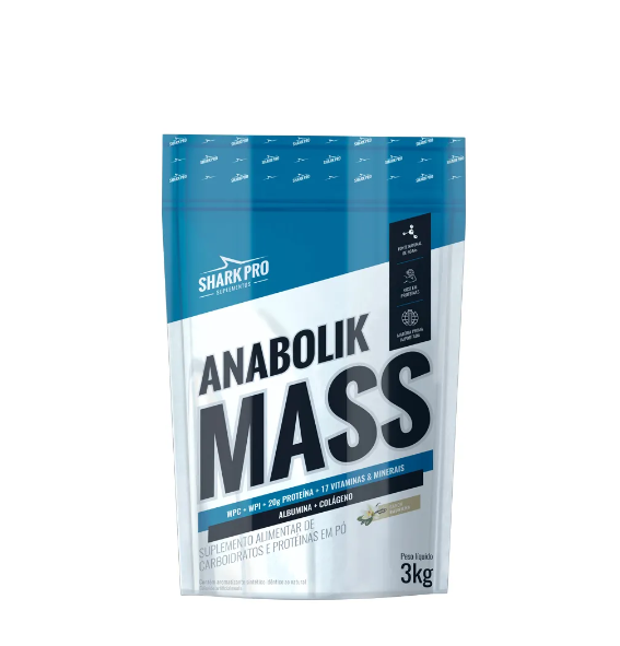 Hipercalórico Anabolik Mass Refil 3kg Shark Pro - Baunilha