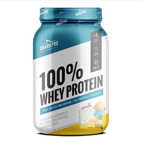 100% Whey Protein Pote 900g Shark Pro - Leitinho
