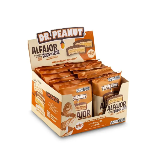 Alfajor 55g Display Com 12un Dr Peanut - Doce De Leite Com Cobertura Ao Leite