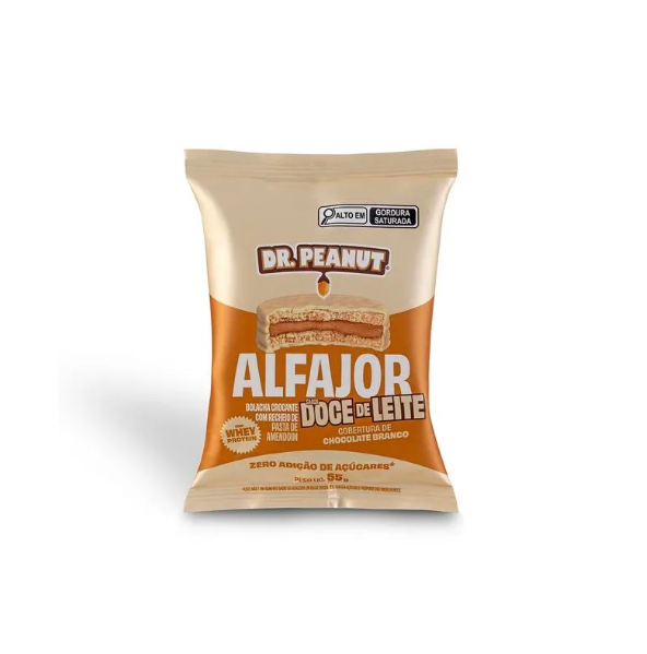Alfajor 55g Doce De Leite Com Cobertura De Chocolate Branco Dr Peanut