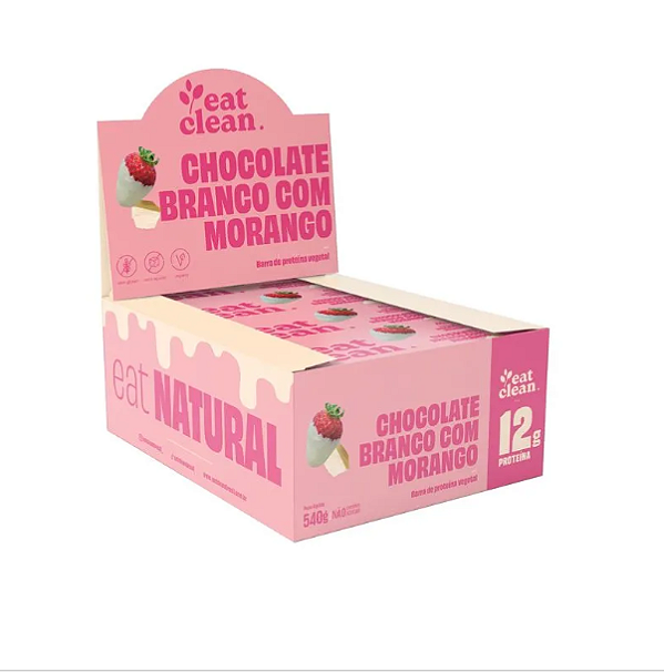 Barrinha De Proteina 45g Display Com 12un Eat Clean - Morango Com Chocolate