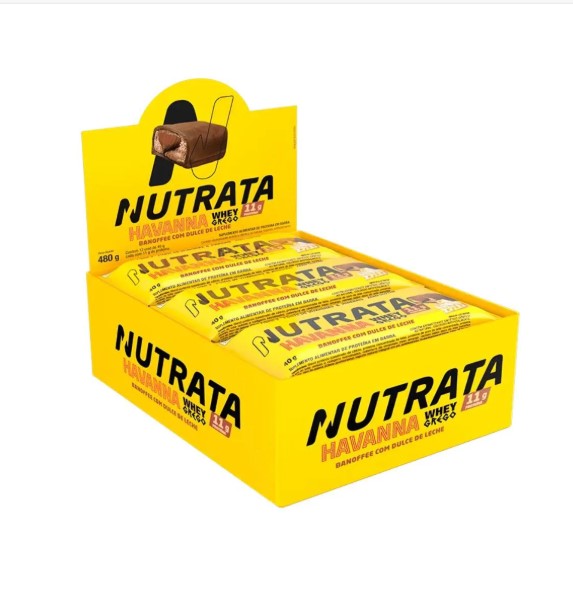 Foto de Whey Grego Bar 40g Havanna Display Com 12un Nutrata - Doce De Leite Com Banoffe