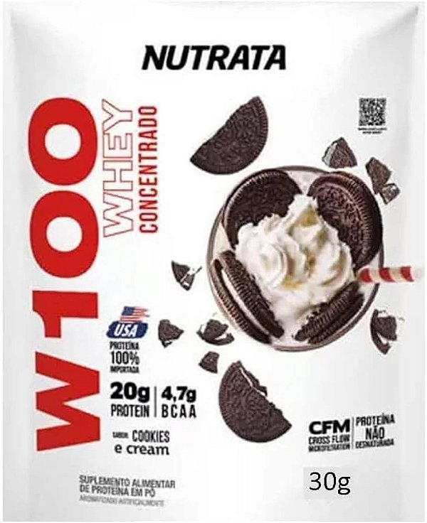 W100 Whey Concentrado Sache 30g Cookies Nutrata