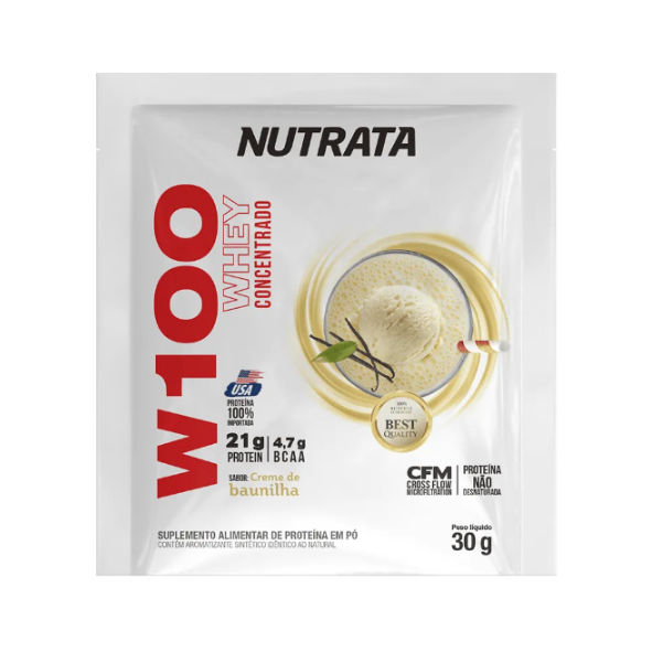 W100 Whey Concentrado Sache 30G Baunilha Nutrata