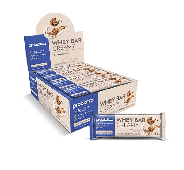 Whey Bar Creamy 38g Display Com 12Un Probiotica - Cookies e Cream