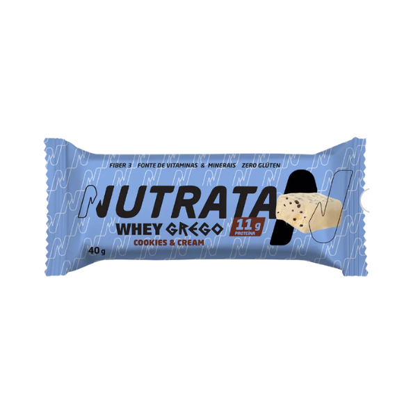 Whey Grego Bar 40g Nutrata - Cookies e Cream