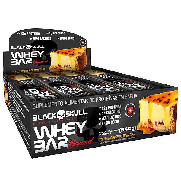 Whey Bar 45g Display Com 12un Black Skull - Torta Mousse De Maracujá