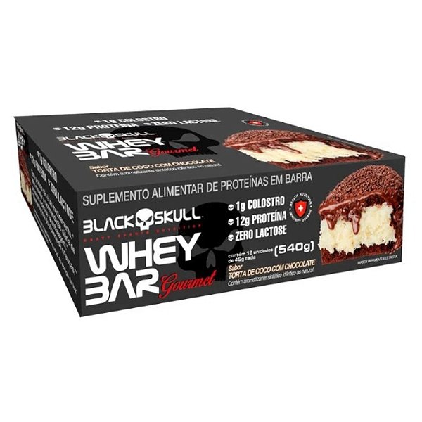 Whey Bar 45g Display Com 12un Black Skull - Torta De Coco Com Chocolate