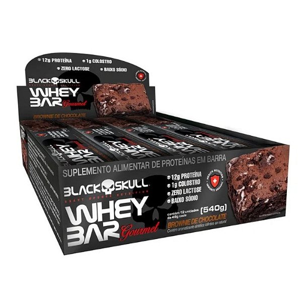 Whey Bar 45g Display Com 12un Black Skull - Brownie De Chocolate