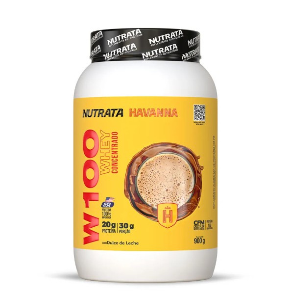 W100 Whey Concentrado Pote 900g Nutrata - Doce De Leite
