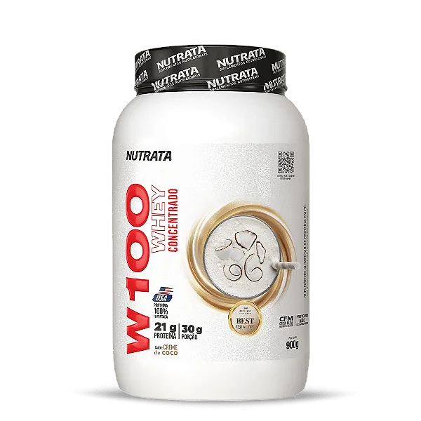 W100 Whey Concentrado Pote 900g Nutrata - Creme De Coco