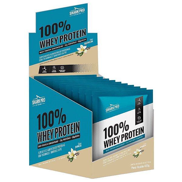 100% Whey Sache 40g Display Com 10un Shark Pro - Baunilha