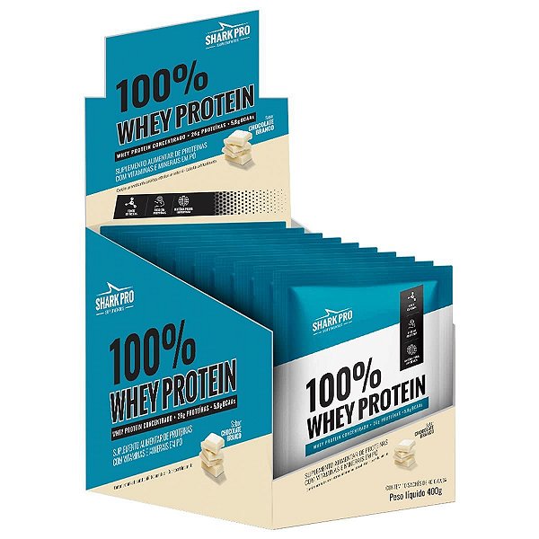 Foto de 100% Whey Sache 40g Display Com 10un Shark Pro - Chocolate Branco