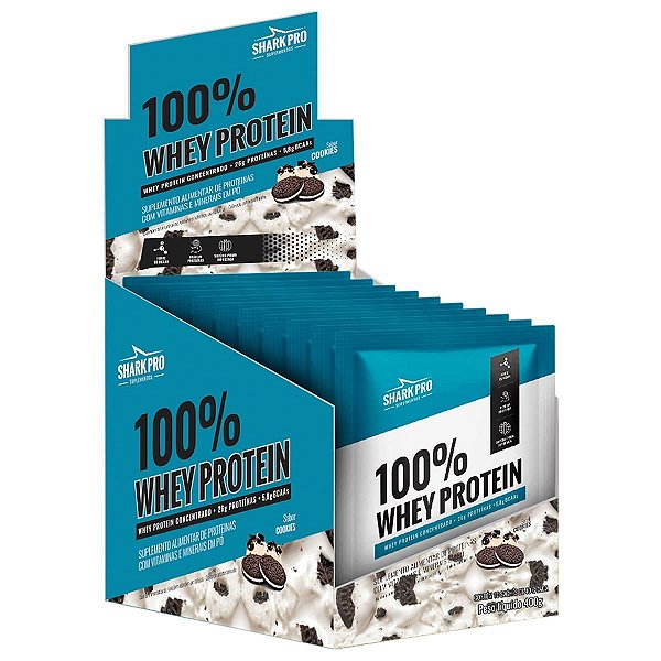100% Whey Sache 40g Display Com 10un Shark Pro - Cookies