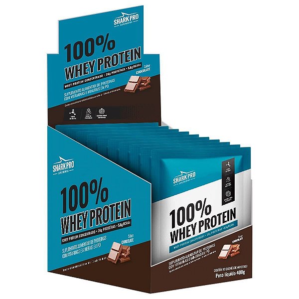 Foto de 100% Whey Sache 40g Display Com 10un Shark Pro - Chocolate