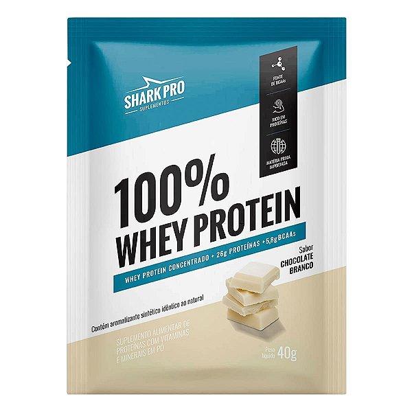 Foto de Sache 100% Whey 40g Chocolate Branco Shark Pro