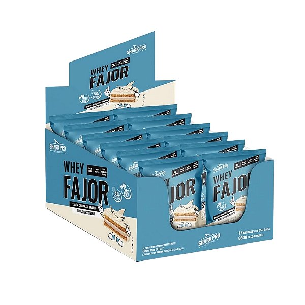 Alfajor Whey Fajor 55g Display Com 12un Shark Pro - Chocolate Branco