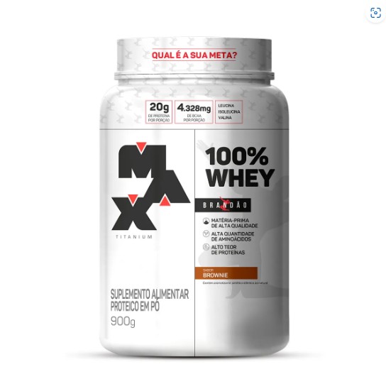 100% Whey Rafael Brandão Pote 900g Max Titanium - Brownie
