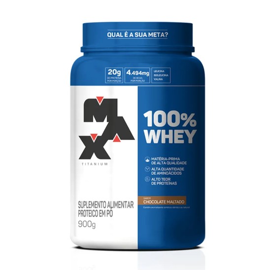 Foto de 100% Whey Pote 900g Max Titanium - Chocolate Maltado