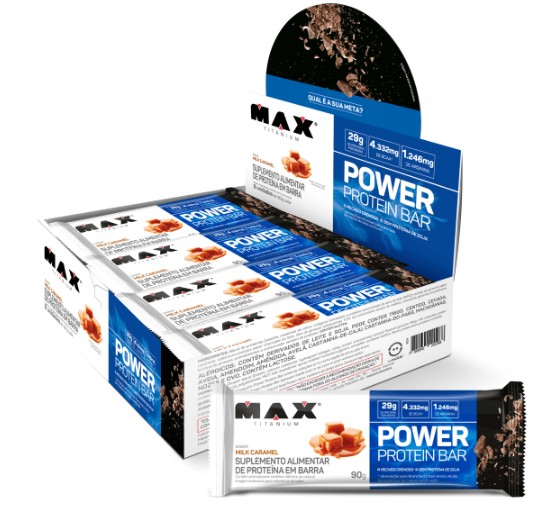 Foto de Power Protein Bar 90g Display Com 8un Max Titanium - Milk Caramel