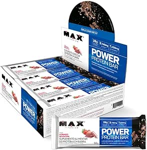 Foto de Power Protein Bar 90g Display Com 8un Max Titanium - Morango Sensation