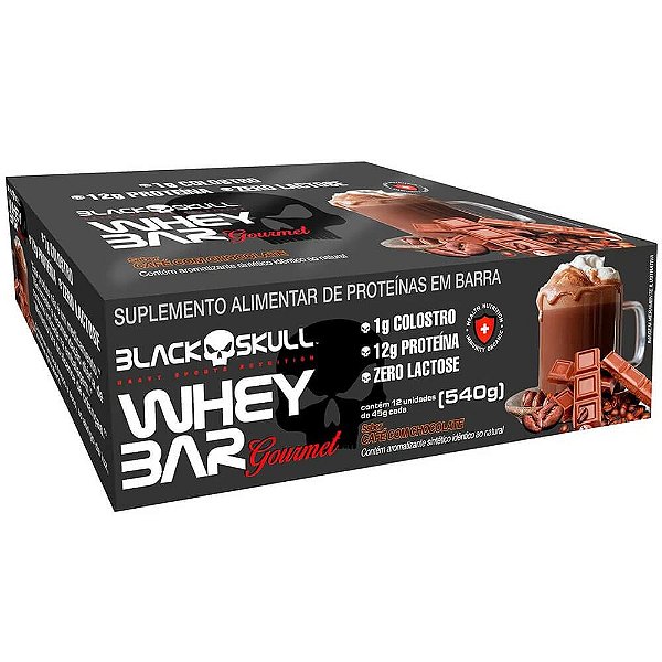 Whey Bar 45g Display Com 12un Black Skull - Café Com Chocolate