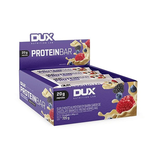 Protein Bar 20g De Proteina 12un De 60g - Dux Nutrition - Chocolate Branco Com Frutas Vermelhas