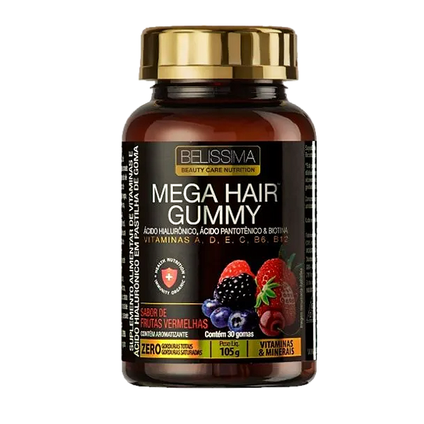 Mega Hair Gummy C/ Acido Hialuronico 30 Gomas 105G Belissima