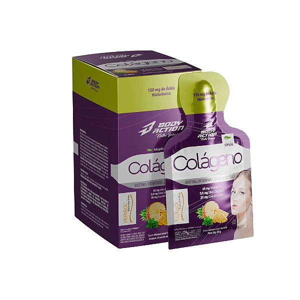 Colágeno Em Gel Hidrolisado Verisol 10 Sachês - BodyAction - Abacaxi C/ Hortelã