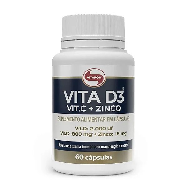 Vita D3,C e Zinco Vitafor - 60 Caps