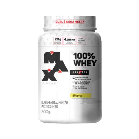 100% Whey Rafael Brandão Pote 900g Max Titanium - Banoffee