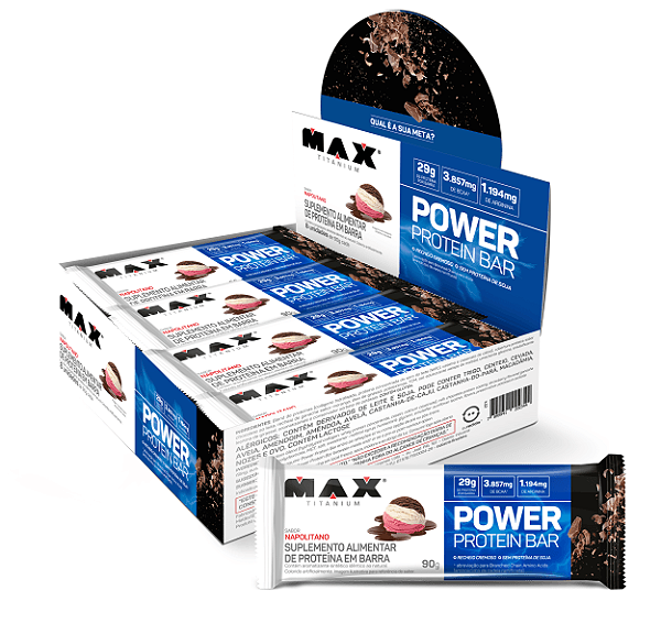 Power Protein Bar 90g Display Com 8un Max Titanium - Napolitano