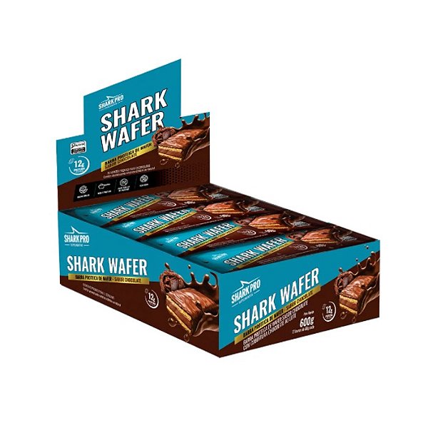 Shark Wafer Proteico 50g Display Com 12un Shark Pro - Chocolate