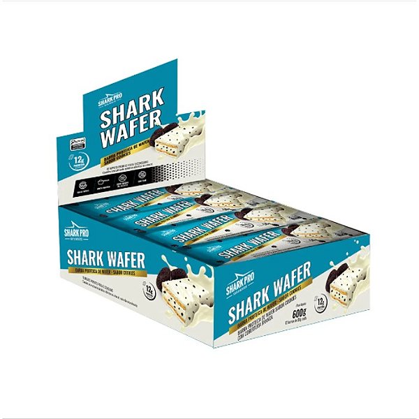 Shark Wafer Proteico 50g Display Com 12un Shark Pro - Cookies