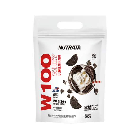 W100 Whey Concentrado Refil 900g Nutrata - Cookies e Cream